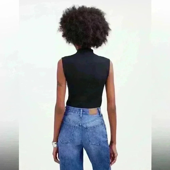 Madewell Funnelneck Cropped Muscle Tee True Black Size XS - Picture 2 of 9